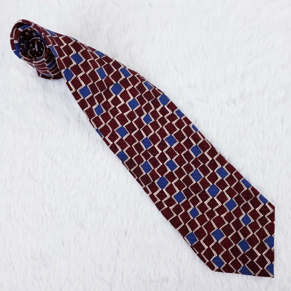 Kenneth Cole Geometric 100% Silk Men Necktie Size 59x4 - NWOT